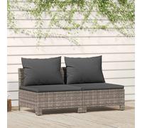 vidaXL Divano da Giardino a 2 Posti con Cuscini in Polyrattan Grigio, Divano da Giardino, Divano, Seduta, Divano da Esterno, Divano a Due posti