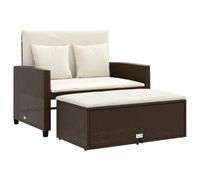 vidaXL Divano da Giardino a 2 Posti con Cuscini in Polyrattan Marrone