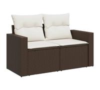 vidaXL Divano da Giardino a 2 Posti con Cuscini in Polyrattan Marrone