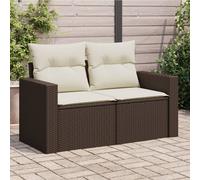 vidaXL Divano da Giardino a 2 Posti con Cuscini in Polyrattan Marrone