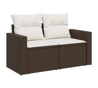 vidaXL Divano da Giardino a 2 Posti con Cuscini in Polyrattan Marrone