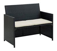 vidaXL Divano da Giardino a 2 Posti con Cuscini in Polyrattan Nero