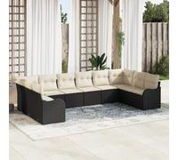 vidaXL Divano da Giardino a 2 posti con Cuscini Nero e Bianco in Polyrattan Divano Esterno Modulare con Piedi Regolabili Resistente alle Intemperie Seduta Moderna Mobili Comodi Divanetto da Patio El