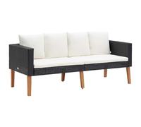 vidaXL Divano da Giardino a 2 Posti con Cuscini Sofà Dormeuse Chaise Longue Poltrona Divanetto Canapè Arredo Salotto Esterno in Polyrattan Nero