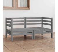 vidaXL Divano da Giardino a 2 Posti Grigio in Legno Massello di Pino