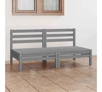 AX Salotto 2 Divani Legno Pino Massello Grigio Giardino Modulari Negozi 3082374