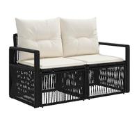 vidaXL Divano da giardino a 2 posti, nero, in rattan sintetico, sedie da giardino e terrazza, poltrona rustica, divano resistente alle intemperie, poltrona in vimini, loveseat a due posti