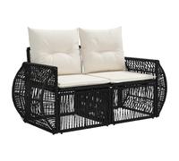 vidaXL Divano da giardino a 2 posti, nero, in rattan sintetico, sedie da giardino e terrazza, poltrona rustica, divano resistente alle intemperie, poltrona in vimini, loveseat a due posti