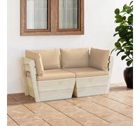 vidaXL Divano da Giardino a 2 Posti su Pallet con Cuscini Legno Abete