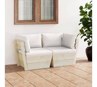 vidaXL Divano da Giardino a 2 Posti su Pallet con Cuscini Legno Abete