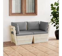 vidaXL Divano da Giardino a 2 Posti su Pallet con Cuscini Legno Abete