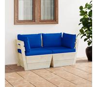 vidaXL Divano da Giardino a 2 Posti su Pallet con Cuscini Legno Abete