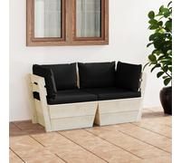 vidaXL Divano da Giardino a 2 Posti su Pallet con Cuscini Legno Abete