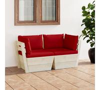 vidaXL Divano da Giardino a 2 Posti su Pallet con Cuscini Legno Abete