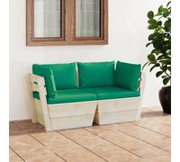 vidaXL Divano da Giardino a 2 Posti su Pallet con Cuscini Legno Abete