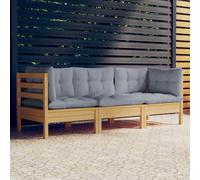 AX 3 Divani Marrone 8 Cuscini Grigio Modulari Esterno Giardino Patio New 3096099