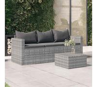 vidaXL Divano da giardino a 3 posti in polyrattan con cuscini Grigio
