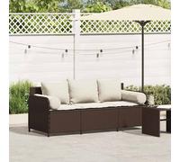 vidaXL - Divano da Giardino a 3 Posti con Cuscini in Polyrattan Marrone