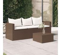 vidaXL Divano da Giardino a 3 Posti con Cuscini in Polyrattan Marrone