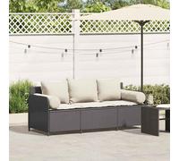 vidaXL Divano da Giardino a 3 Posti con Cuscini Nero in Polyrattan, divano da esterno, mobili da giardino, mobili da giardino