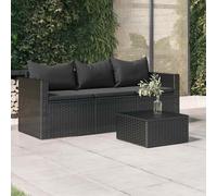 VIDAXL - Divano Da Giardino A 3 Posti Con Cuscini Nero In Polyrattan