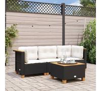 Divano da Giardino a 3 Posti con Cuscini Nero in Polyrattan