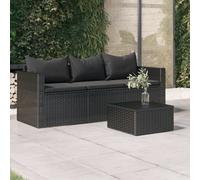 VIDAXL - Divano Da Giardino A 3 Posti Con Cuscini Nero In Polyrattan