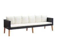 vidaXL Divano da Giardino a 3 Posti con Cuscini Sofà Dormeuse Chaise Longue Poltrona Divanetto Canapè Arredo Salotto Esterno in Polyrattan Nero