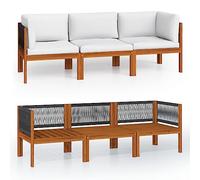 vidaXL Divano da Giardino a 3 Posti con Cuscino in Legno di Acacia