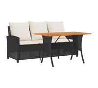 vidaXL Divano da Giardino a 3 Posti Cuscini&Tavolo Nero in Polyrattan, divano da esterno, divanetto da giardino, divano da giardino a tre posti