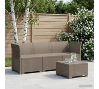 Divano da Giardino a 3 Posti in Aspetto Rattan PP Grigio Chiaro