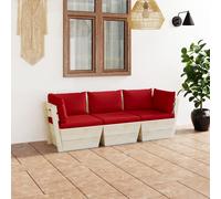vidaXL Divano da Giardino a 3 Posti su Pallet con Cuscini Legno Abete
