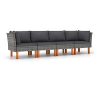 vidaXL Divano da Giardino a 4 Posti con Cuscini Grigio in Polyrattan