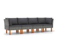 VIDAXL - Divano Da Giardino A 4 Posti Con Cuscini Grigio In Polyrattan