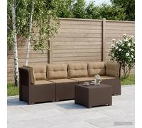vidaXL 4-Persoons Tuin Sofa met Kussens Rieten Look PP Bruin