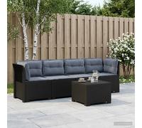 vidaXL 4-Persoons Tuin Sofa met Kussens Rieten Look PP Antraciet