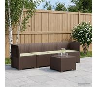 vidaXL 4-Persoons Tuin Sofa met Kussens Rieten Look PP Bruin