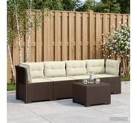 vidaXL 4-Persoons Tuin Sofa met Kussens Rieten Look PP Bruin
