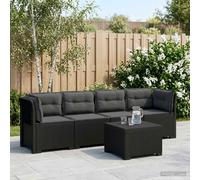 vidaXL 4-Persoons Tuin Sofa met Kussens Rieten Look PP Antraciet