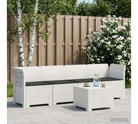 vidaXL 4-Persoons Tuin Sofa met Kussens Rieten Look PP Wit