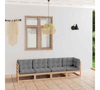 vidaXL Divano da Giardino a 4 Posti con Cuscini Legno Massello di Pino