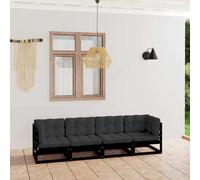 vidaXL Divano da Giardino a 4 Posti con Cuscini Legno Massello di Pino