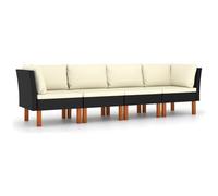 VIDAXL - Divano Da Giardino A 4 Posti Con Cuscini Nero In Polyrattan