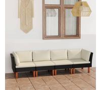 VIDAXL - Divano Da Giardino A 4 Posti Con Cuscini Nero In Polyrattan