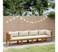 vidaXL Divano da Giardino a 4 Posti con Cuscino Crema Massello Acacia