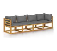 AX Salotto Giardino 10Cuscini Grigio Scuro Modulare 4Posti Divani Acacia 3057608
