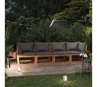 AX Salotto Giardino 10Cuscini Grigio Scuro Modulare 4Posti Divani Acacia 3057608