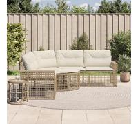 vidaXL Divano da Giardino a L con Cuscini e Pouf Beige in Polyrattan