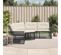 vidaXL Divano da Giardino a L con Cuscini e Pouf Nero in Polyrattan