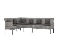 vidaXL Divano da giardino a L con cuscini – grigio in polyrattan